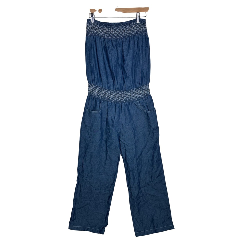 Roommates Off Shoulder Chambray Jumpsuit Pants size Medium Blue Denim